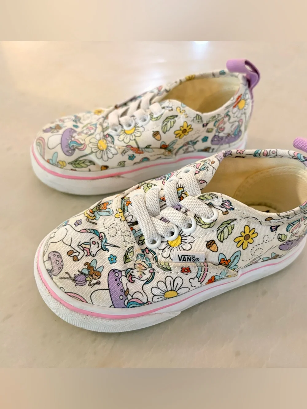 Vans Kids Unicorn Canvas Sneakers in White and Purple